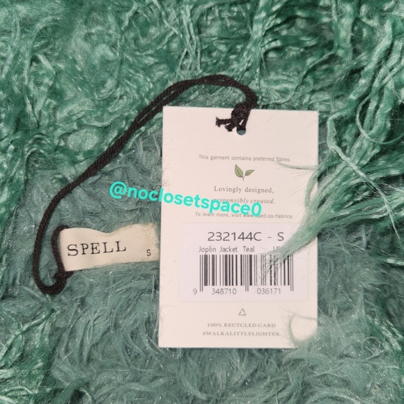 New Spell Designs Joplin Jacket Teal Penny Lane Trench Coat Faux Fur S Emerald - Picture 13 of 17